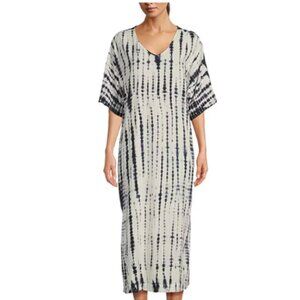 Kate Landry 100% Cotton Black Tie Dye Caftan